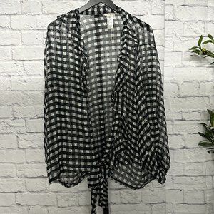 Free People Black/White Checkered Top - NWT